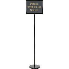 MESSAGE/ TELLER SIGN CHROME W / 15 SIGNS CHROME FRAME & POST BLACK BASE